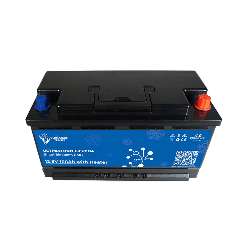 Ultimatron Batterie Lithium Sous Siège de 12.8V 100Ah LiFePO4 Smart BMS Avec Bluetooth Chauffage